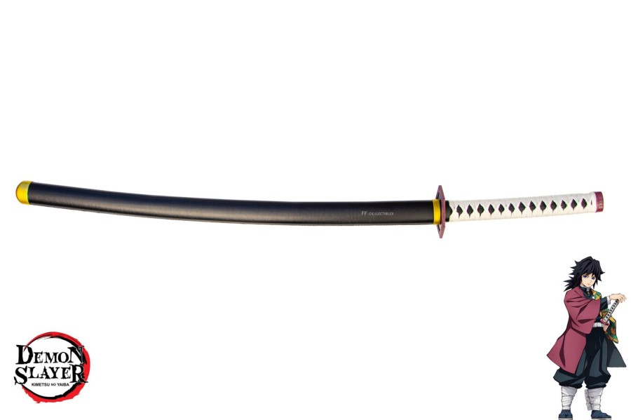 Anime Swords FF COLLECTIBLES | Demon Slayer Giyu Tomioka'S Nichirin Sword (With Leather Sheath And