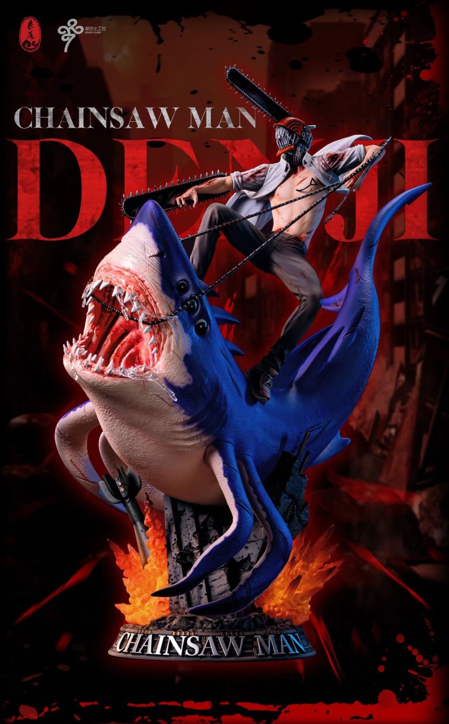 Statues/Figures LC STUDIO Chainsaw Man | Lc Studio Chainsaw Man: Hybrid Form Denji Riding Shark Fiend Beam [P