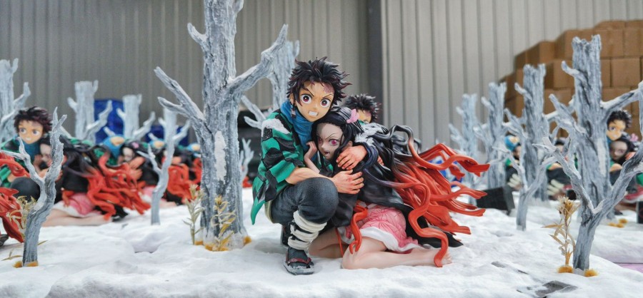 Statues/Figures UP ART STUDIO Demon Slayer | Up Art Studio Demon Slayer: Tanjiro And Nezuko'S Snow Scene [Pre-Ord