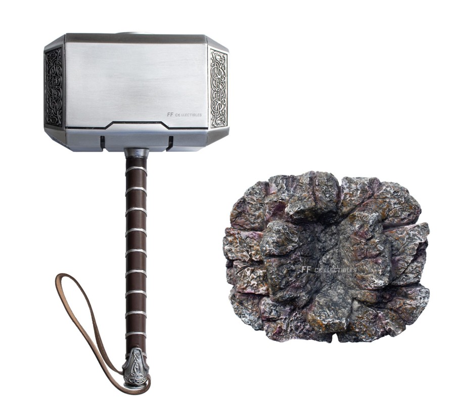 Movie Collectibles FF COLLECTIBLES | Marvel'S Avengers - Mjolnir, Thor Hammer And Base (1:1 Full Size Resin