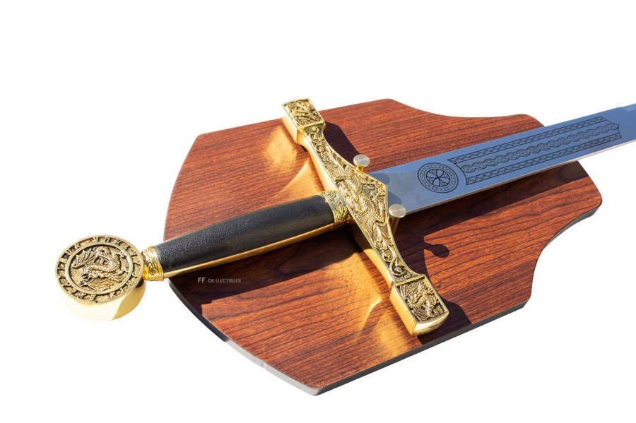 Medieval Swords FF COLLECTIBLES | Sword Of King Arthur - Excalibur (With Free Wall Plaque, Limited Gold