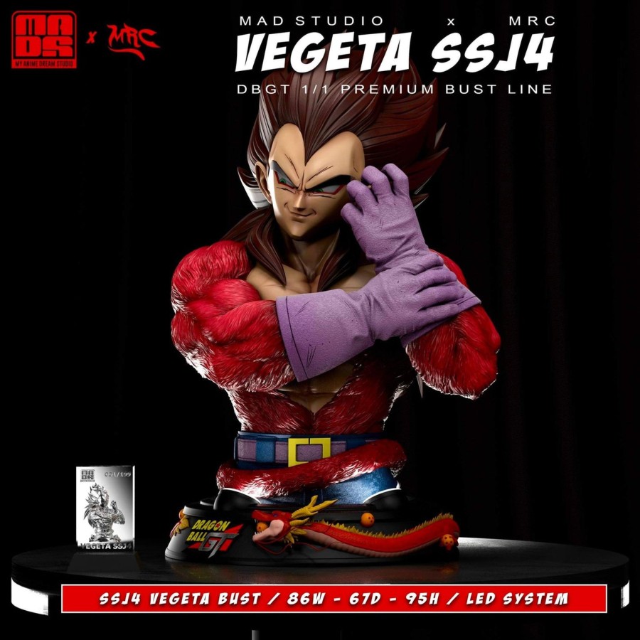 Statues/Figures MRC x MAD STUDIO Dragon Ball | Mrc X Mad Studio Dragon Ball Gt: Super Saiyan 4 Vegeta Bust 1/1 [Pre