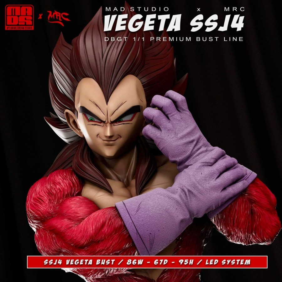 Statues/Figures MRC x MAD STUDIO Dragon Ball | Mrc X Mad Studio Dragon Ball Gt: Super Saiyan 4 Vegeta Bust 1/1 [Pre