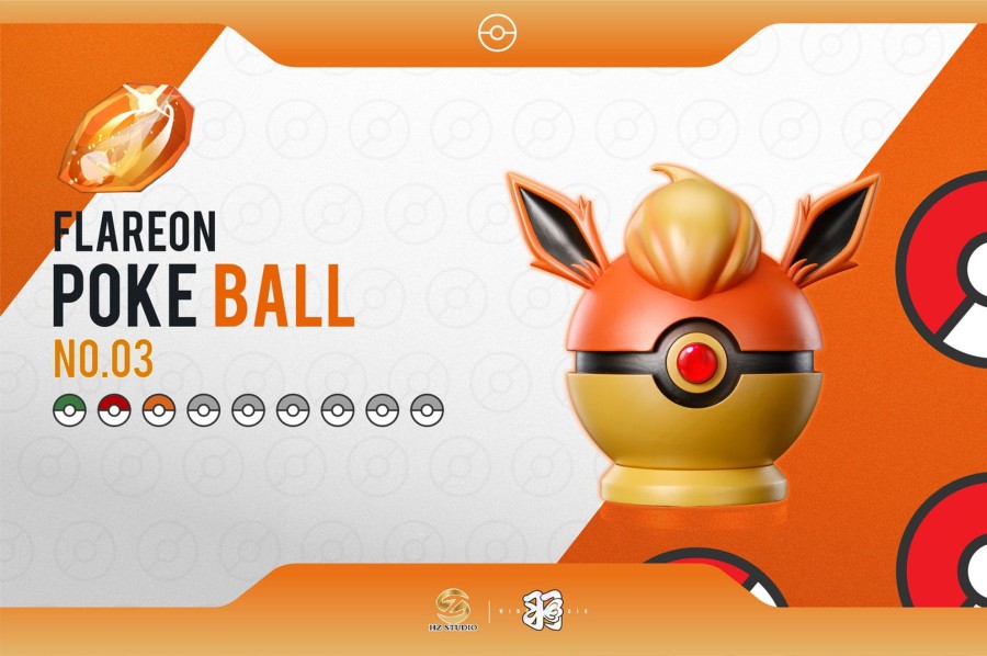 Statues/Figures WING x HZ STUDIO Pokemon | Wing X Hz Studio Pokemon: Eevee Poke Ball Series 03. Flareon Poke Ba